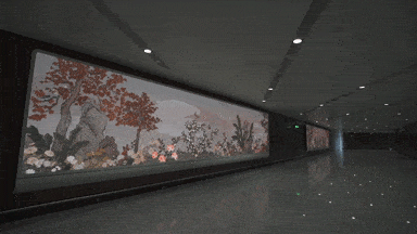 图5 《飞鸟集》互动影像装置-2019-费俊-北京大兴国际机场(1).gif
